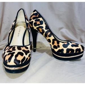 Gianni Bini Calf Hair Leopard Round Toe Platforms Size 8M